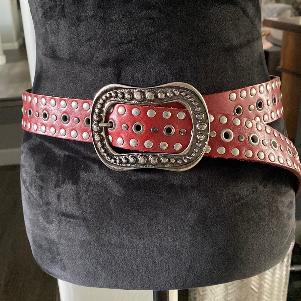 Red vegan leather belt